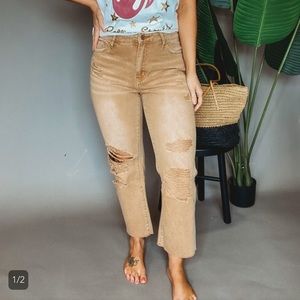 Vervet Mid Rise Straight Crop Denim